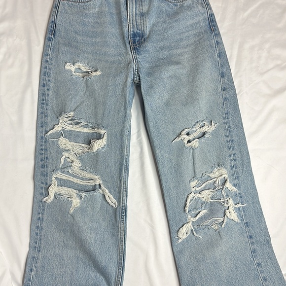 Like New Distressed Zara Hi-Rise, Wide Leg Denim XL Length! - Picture 6 of 6